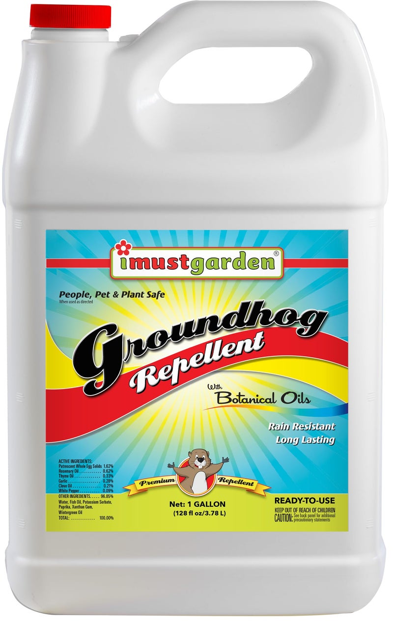 IMUSTGARDEN I Must Garden Groundhog/Woodchuck Repellent 1 Gallon Ready-to-Use Refill: All Natural Spray for Gardens, Plants, and Lawns â€“ Pleasant Scent - Image 1